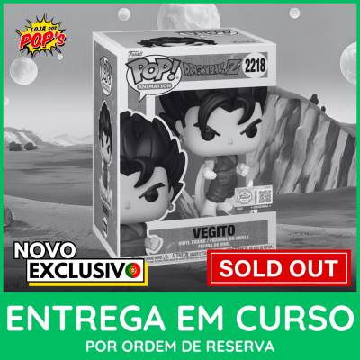 Funko Pop! Vegito Dragon Ball Z embalagem com texto de exclusividade e sold out