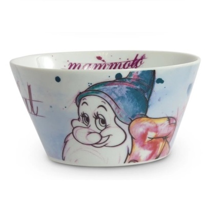 Taça de cerâmica com ilustração de anão e texto 'mammoth'