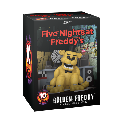Embalagem Funko Five Nights at Freddy's com estátua do Golden Freddy