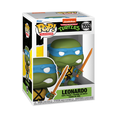 Figura Funko Pop! Leonardo das Teenage Mutant Ninja Turtles com máscara azul e espadas, embalagem transparente