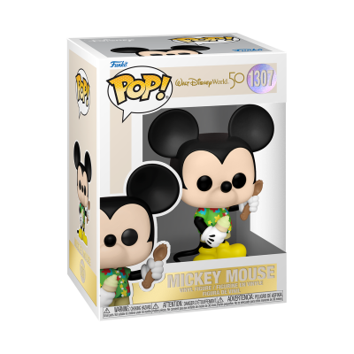 Funko Pop Mickey Mouse com camisa verde e sorvete na caixa