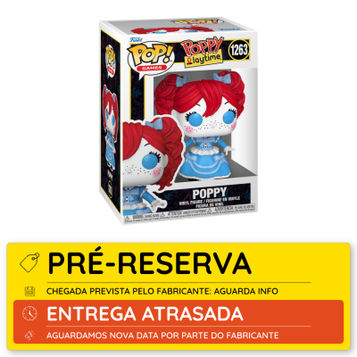 Figura vinil POP! Games Poppy Playtime número 1263 com cabelo vermelho e vestido azul em caixa
