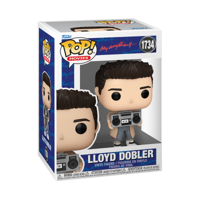 Funko Pop Lloyd Dobler com rádio cassete em embalagem
