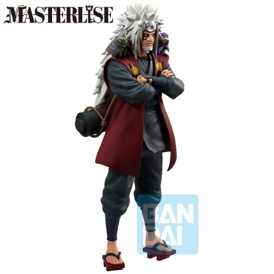 Figura colecionável do Jiraiya com casaco vermelho e cabelo branco
