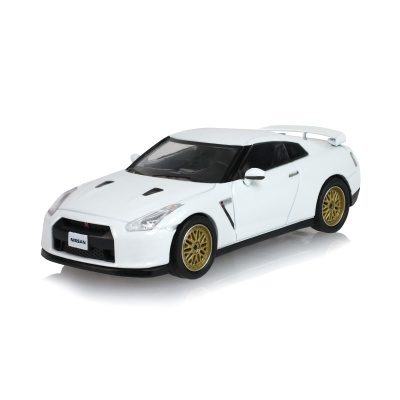 Miniatura de carro desportivo branco com jantes douradas