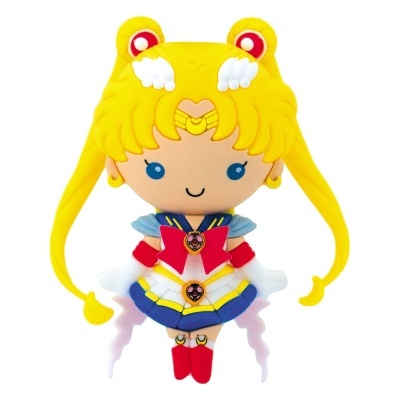 Boneca de pelúcia Sailor Moon com vestido colorido e cabelo amarelo