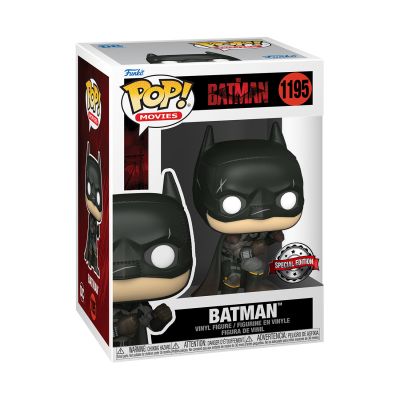 Figura Funko Pop! Batman na embalagem com texto e janela transparente