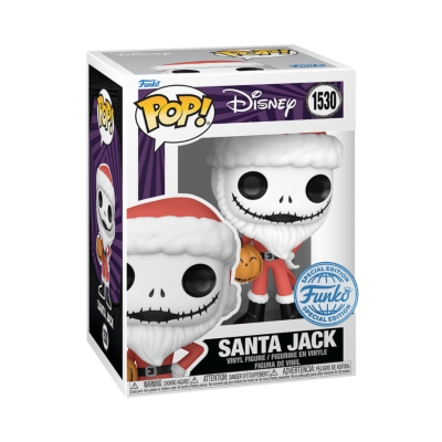 Funko Pop Santa Jack Disney vinil nº 1530 com fato de Pai Natal vermelho e abóbora