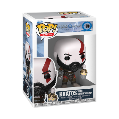 Funko Pop Kratos com cabeça de Mimir em caixa God of War Ragnarök nº 1340