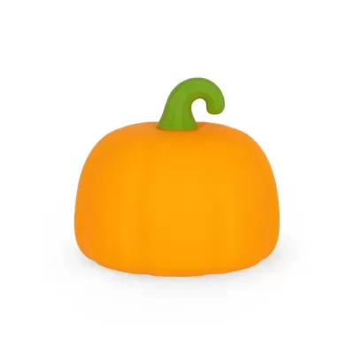 Abóbora laranja com caule verde sobre fundo branco