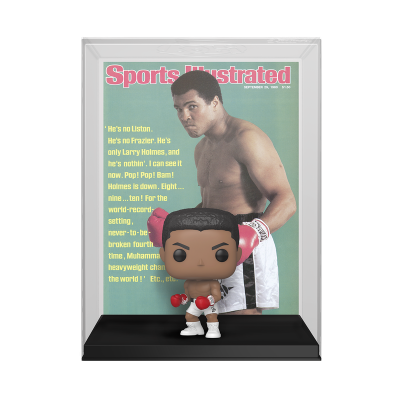 Figura Funko Pop de Muhammad Ali com revista Sports Illustrated em moldura transparente