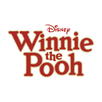 Logótipo Winnie the Pooh Disney vermelho e bege sobre fundo branco