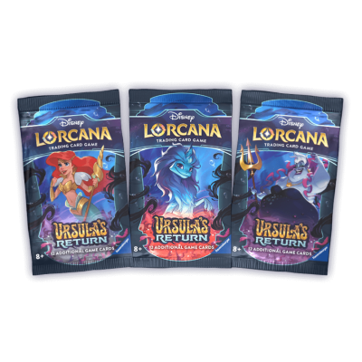 Três pacotes do jogo de cartas Disney Lorcana 'Ursula's Return'