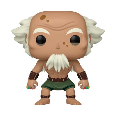 Funko Pop de figura estilizada com cabelo e barba brancos e calções verdes