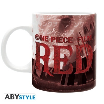 Caneca branca com estampa vermelha do anime One Piece Film Red