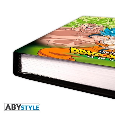 Livro com capa dura de Dragon Ball com personagens Goku e Broly em cores vibrantes