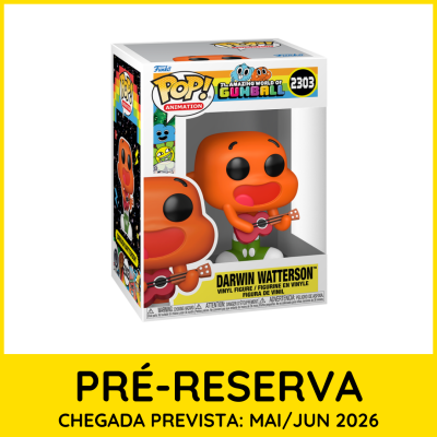 Figura vinyl Pop! Animation Darwin Watterson da série The Amazing World of Gumball na caixa