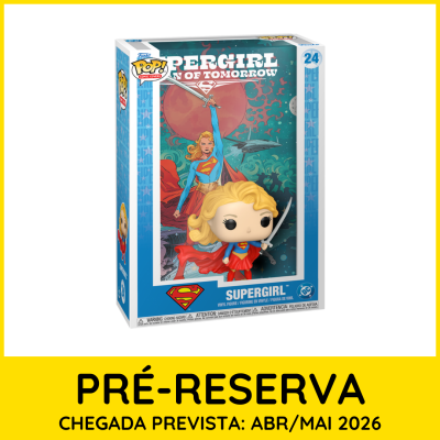 Funko Pop Supergirl vinil numa caixa azul e branca com ilustração