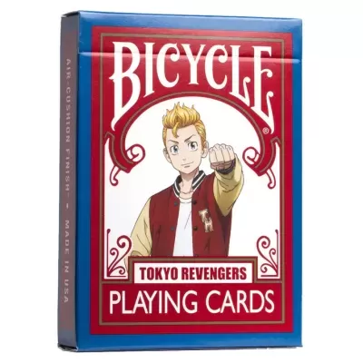 Caixa de cartas de baralho BICYCLE Tokyo Revengers azul com personagem ilustrado