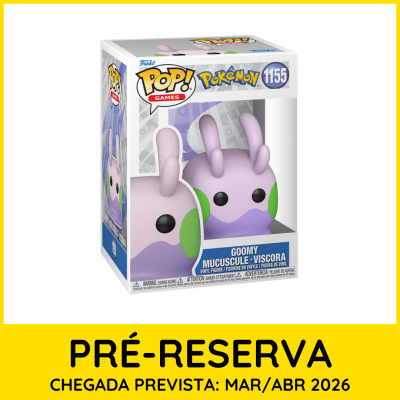 Funko Pop Games Pokémon Goomy vinil número 1155 na caixa branca com janela transparente