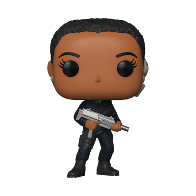 Figura Funko Pop personagem com roupa preta e arma