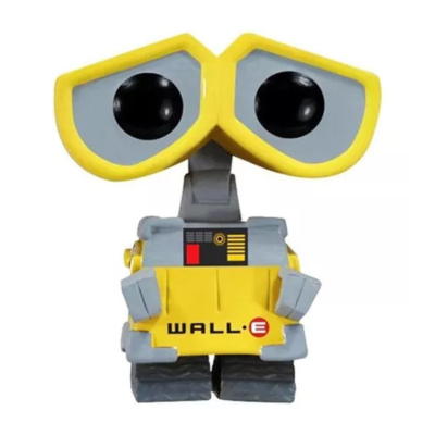 Boneco do robô WALL-E cinza e amarelo com olhos grandes