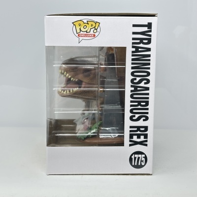 Figura Pop! Deluxe Tyrannosaurus Rex na caixa branca com janela transparente