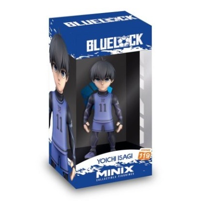 Figura colecionável Yoichi Isagi de Blue Lock em embalagem azul