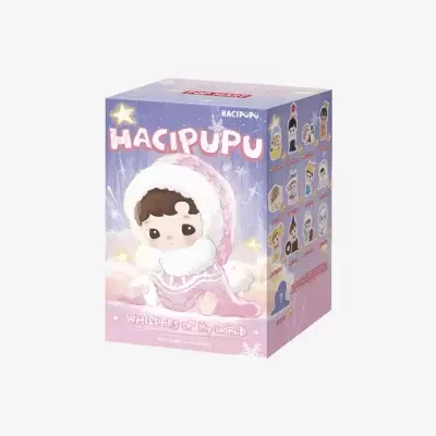 Caixa de brinquedo colecionável HACIPUPU com boneco rosa e branco