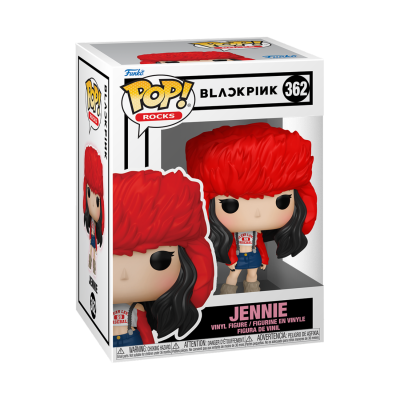 Funko Pop! Rocks Jennie da coleção BLACKPINK em caixa branca e preta