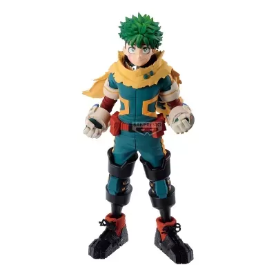 Figura de ação de personagem com cabelo verde e fatos coloridos