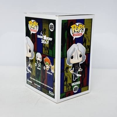 Caixa Funko Pop! Animation Vicious número 469 com fundo colorido e texto visível