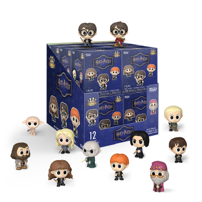 Coleção de figuras Pop! Minis de Harry Potter com caixa azul e 12 personagens de vinil