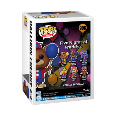 Embalagem Funko Pop! Games Five Nights at Freddy's Balloon Freddy com boneco e ilustrações