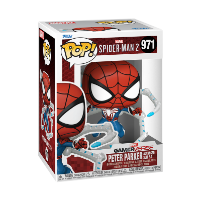 Figura Funko Pop! Peter Parker Spider-Man 2 com braços mecânicos na embalagem