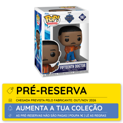 Figura Funko Pop do Fifteenth Doctor do Doctor Who em caixa.