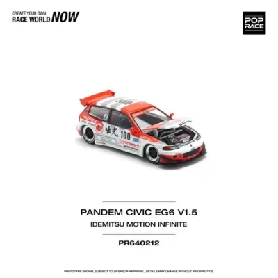 Miniatura carro de corrida Pandem Civic EG6 V1.5 branco e vermelho com número 100