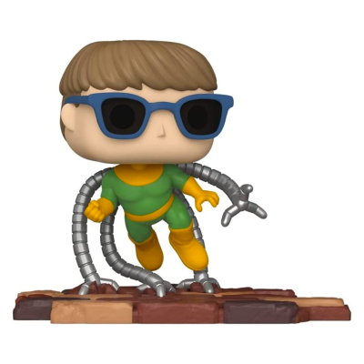 Figura Funko Pop de personagem com fato verde, óculos de sol e braços robóticos.