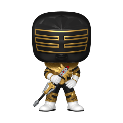 Boneco Funko Pop com capacete preto e dourado e armadura detalhada