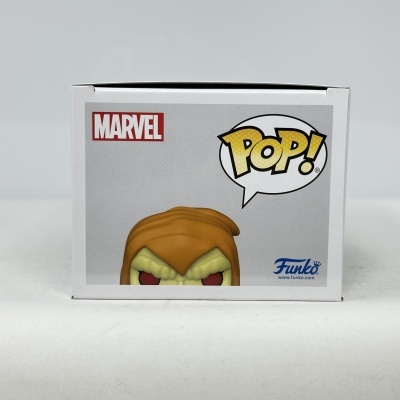 Caixa de Funko Pop! Marvel com boneco de cabelo castanho