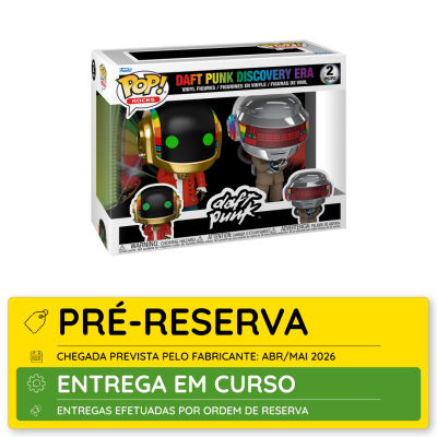 Caixa com duas figuras Funko Pop Daft Punk Discovery Era