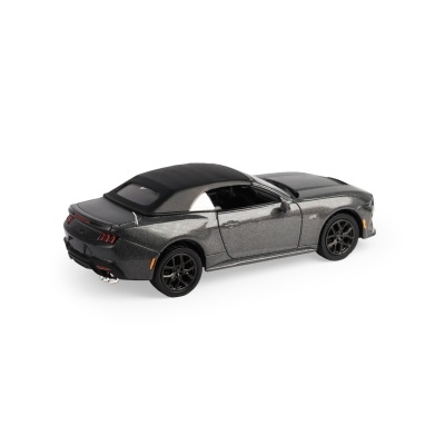 Miniatura de carro desportivo cinza metálico com capota preta