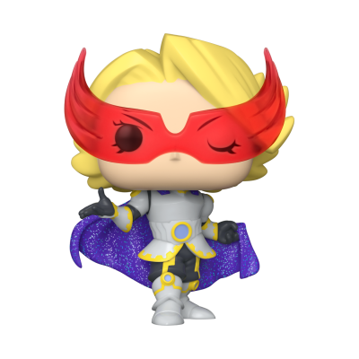 Figura de vinil Funko Pop com máscara vermelha e capa roxa