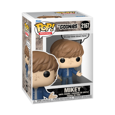 Figura Funko Pop! Mikey The Goonies na caixa branca com janela transparente