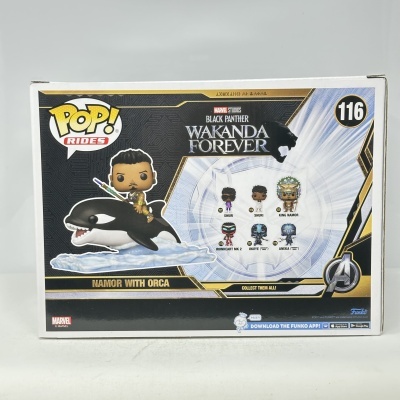 Caixa Funko Pop! Namor with Orca, Marvel Black Panther Wakanda Forever.