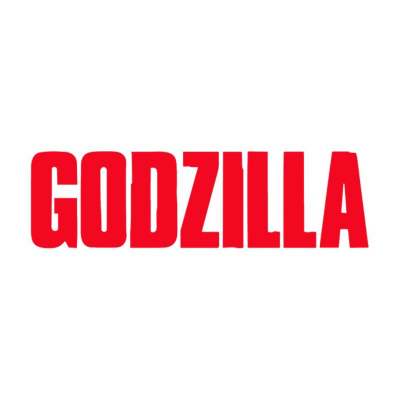 Texto GODZILLA em letras vermelhas sobre fundo branco