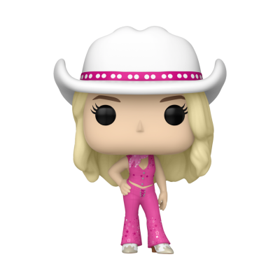 Boneca Funko Pop com chapéu cowboy e roupa rosa
