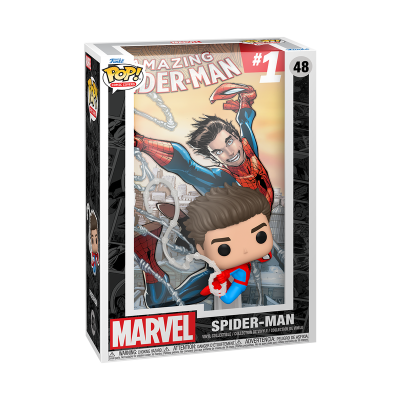 Figura Funko Pop! Marvel Spider-Man na caixa com texto AMAZING SPIDER-MAN #1.