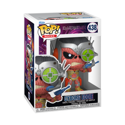 Boneco Funko Pop! Rocks Cyborg Eddie da Iron Maiden na embalagem