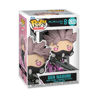 Figura Funko Pop! Gen Narumi vinil com cabelo castanho claro máscara preta e arma cinzenta